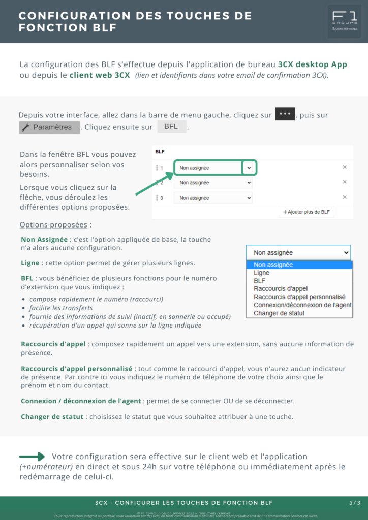 Configurer les touches de fonction BLF 3