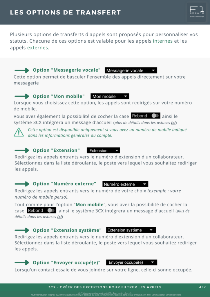 Créer des exceptions pour filtrer les appels 4