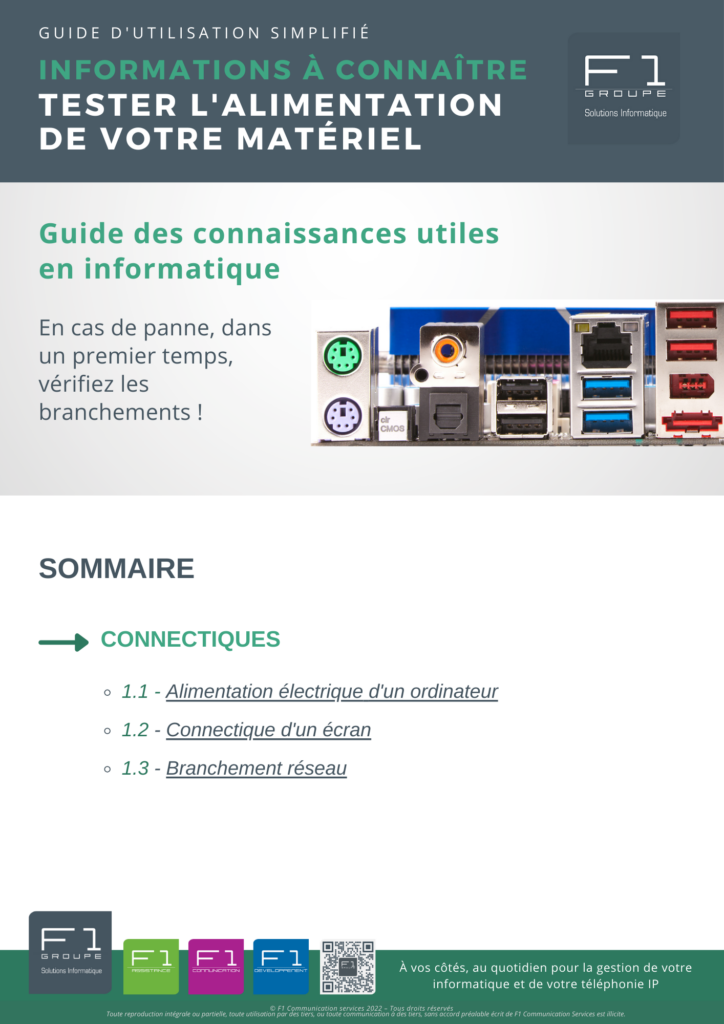 Fiche technique - Testez l'alimentation de votre matériel