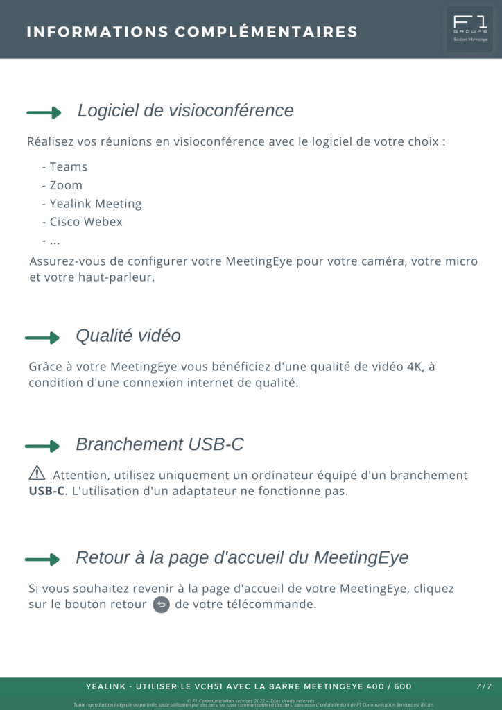 Guide d'utilisation Yealink VCH51 BYOD 7