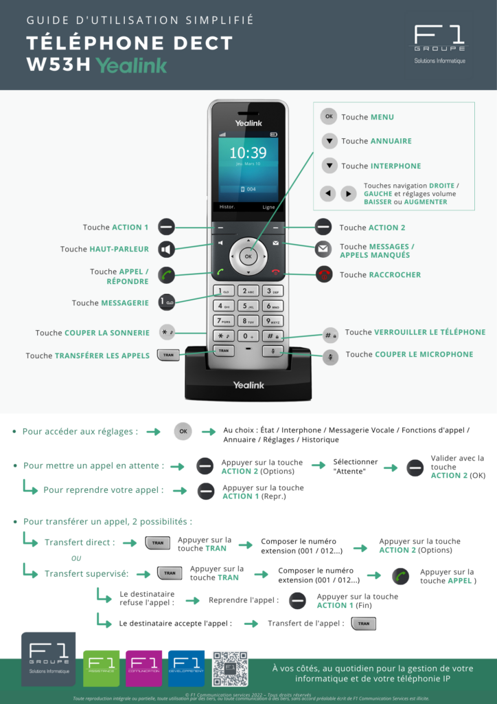 Guide d'utilisation Yealink W53H