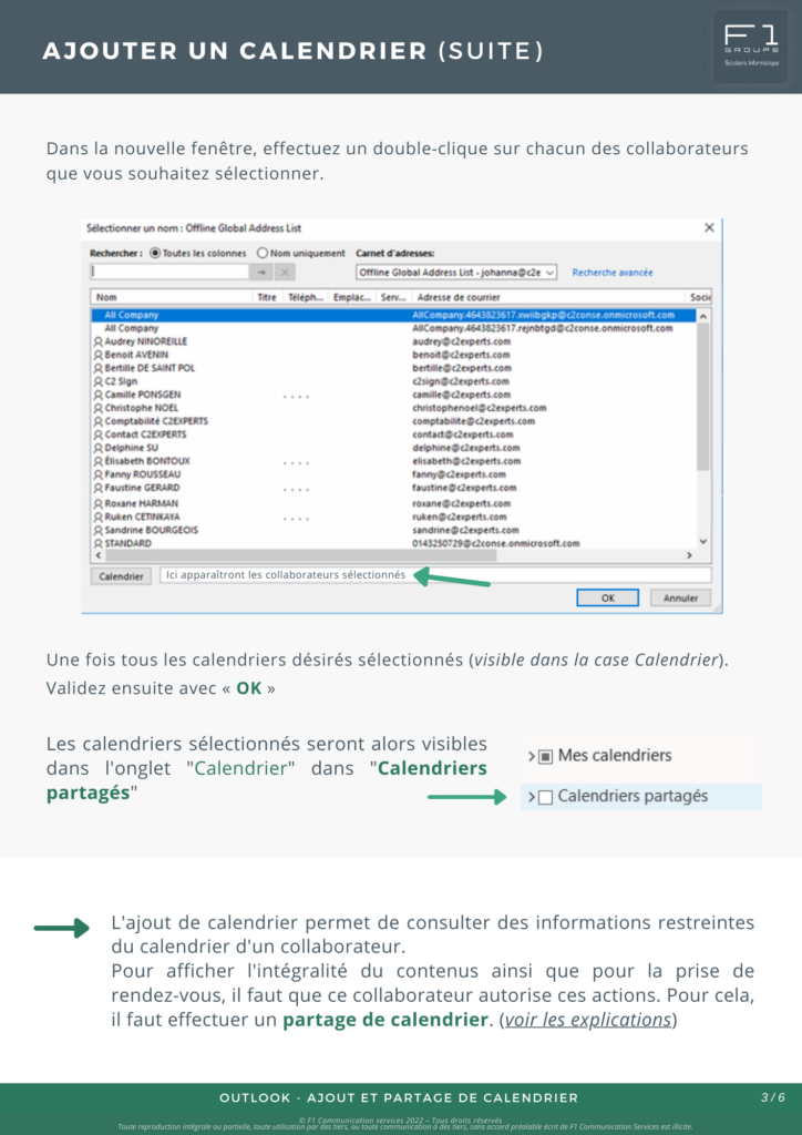 Partage et ajout Calendrier 3