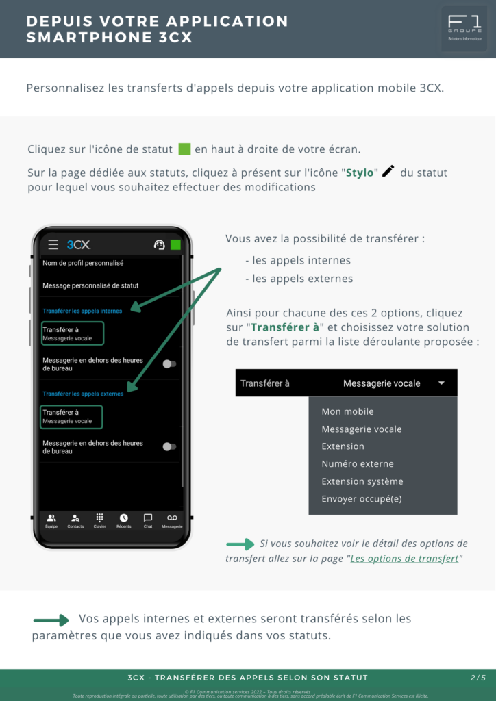 Transférer des appels selon son statut 2