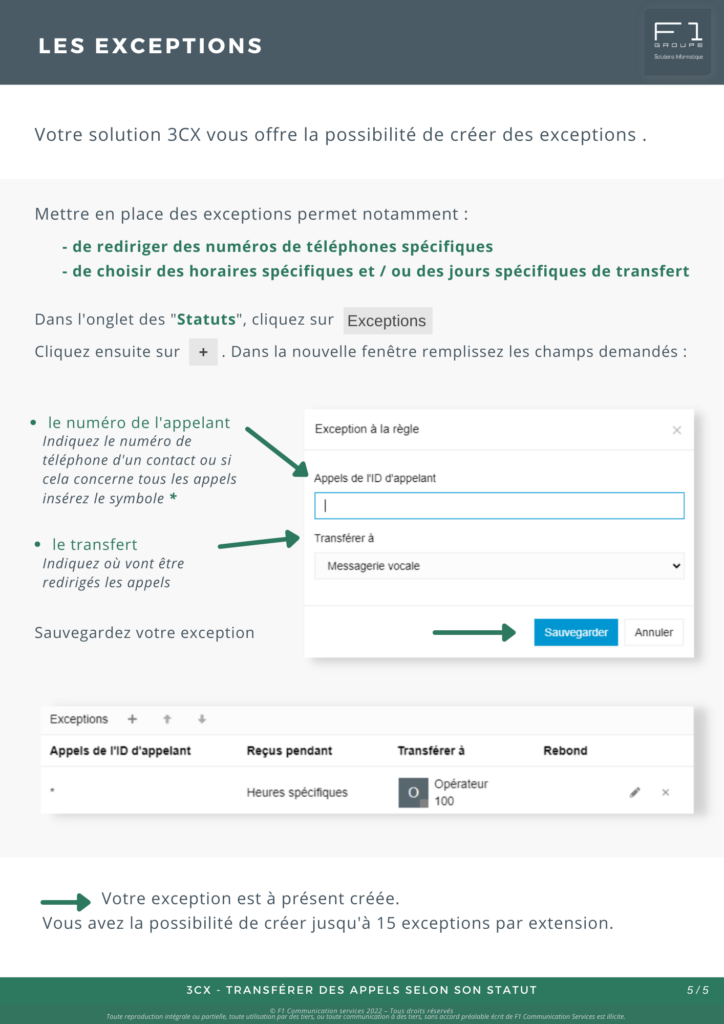 Transférer des appels selon son statut 5