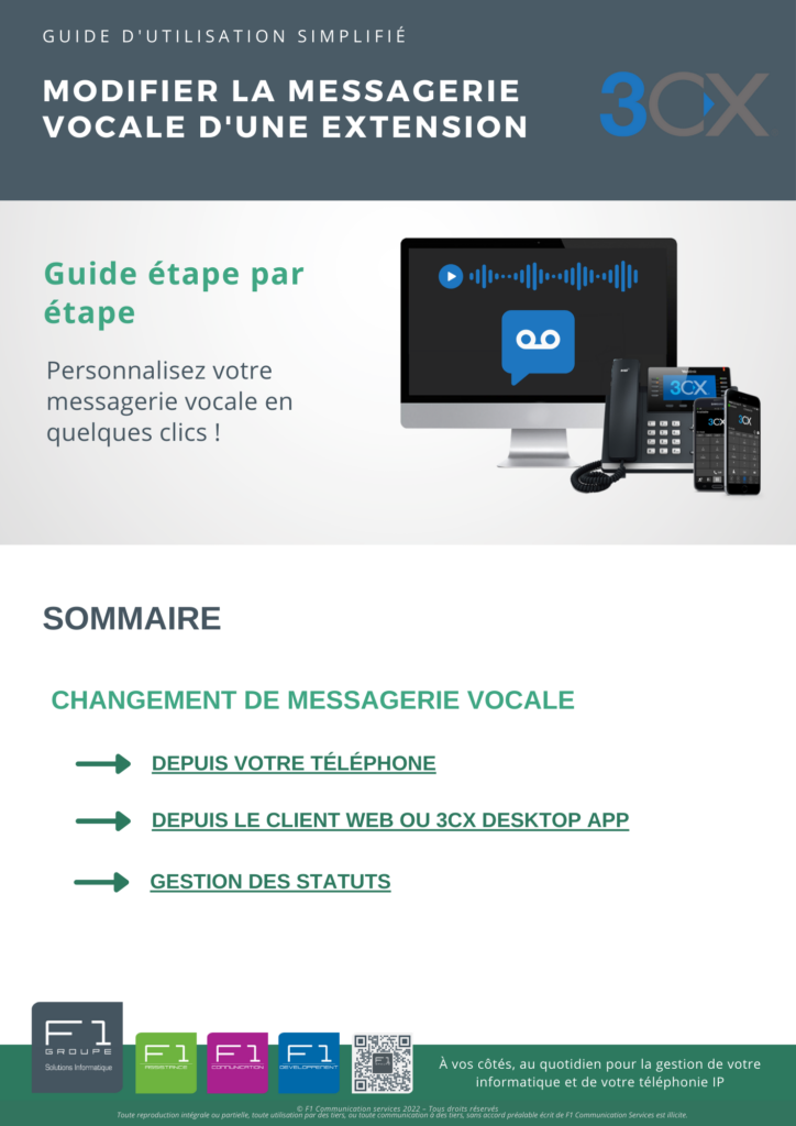 modifier la messagerie vocale d'une extension