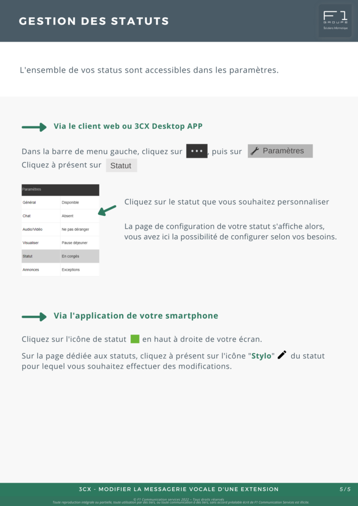 modifier la messagerie vocale d'une extension 5