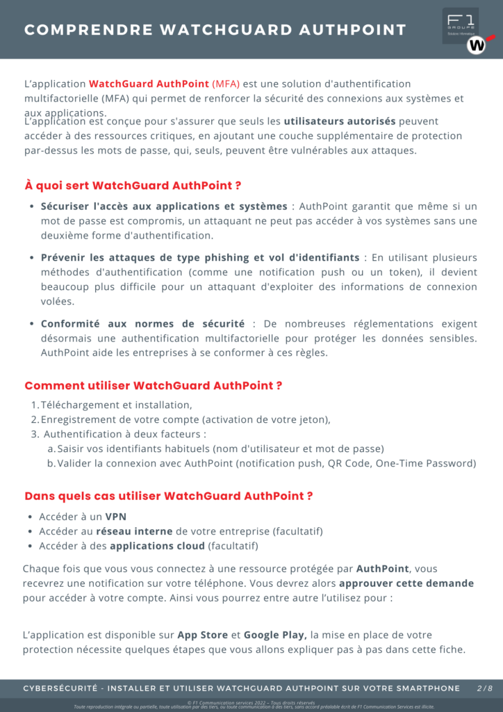 Installer et utiliser WatchGuard Authpoint MFA sur votre smartphone